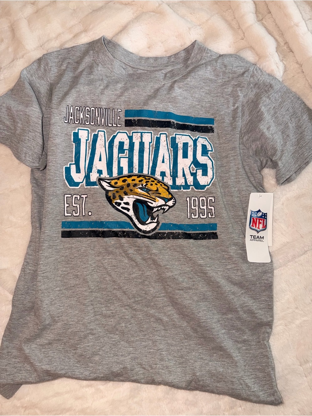 NFL Jacksonville Jaguars Gray Tee with Teal & Gold Logo
